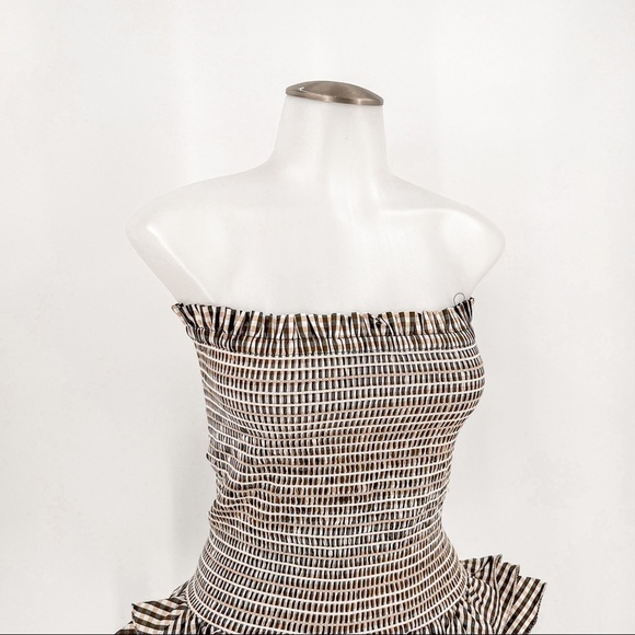 Petersyn Barrett Grey Stripe ruched ruffle strapless Convertible Tube top/ skirt - Picture 7 of 9